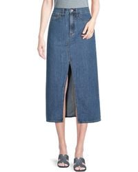 Rag & Bone - Mid-Rise Front-Slit Midi Denim Skirt - Lyst