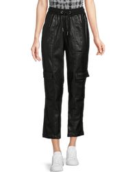DKNY - Faux Leather Drawstring Cropped Pants - Lyst