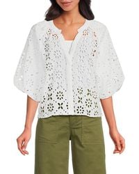 Joe's Jeans - The Broderie Lace Puff-Sleeve Top - Lyst