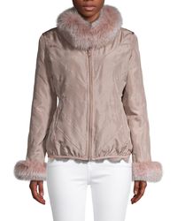 La Fiorentina Reversible Chevron Fox Fur Jacket - Blue