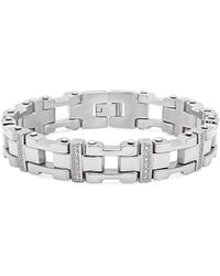 Anthony Jacobs 18k Gold Plated Stainless Steel Cz Bracelet - White