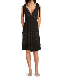 La Moda Clothing - Sequined Plunging V-Neck Cover-Up Dress - Lyst