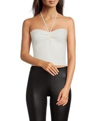 Alice + Olivia - Linnie Ruched Halterneck Croptop - Lyst