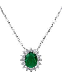 CZ by Kenneth Jay Lane - Look Of Real Rhodium Plated & Cubic Zirconia Pendant Necklace - Lyst
