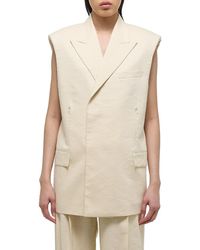 Helmut Lang - Oversized Linen-Blend Blazer Vest - Lyst