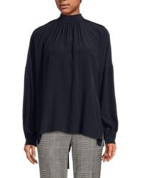 Akris Punto - Cotton Poplin Mock-Neck Blouse - Lyst