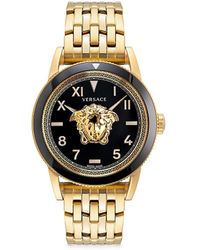 Versace - V-palazzo 43mm Ip Goldtone Stainless Steel & Diamond Bracelet Watch - Lyst