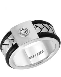 Effy Sterling Silver And Leather Ring - Metallic
