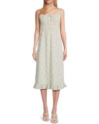 Lea & Viola - Floral Smocked Waist A-Line Midi-Dress - Lyst