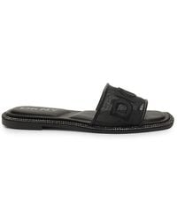 DKNY - Badin Logo Embellished-Trim Flat Sandals - Lyst