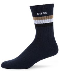 BOSS - Logo Rib Knit Stripe Socks - Lyst