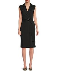 DKNY - Belted Sleeveless Shirt Dress - Lyst