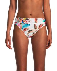 La Blanca - Paradise Leaf Print Ruched Bikini Bottom - Lyst