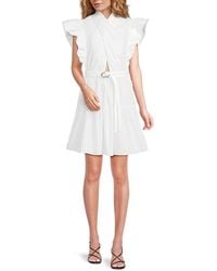 10 Crosby Derek Lam - Ruffle Belted Cotton Minidress - Lyst