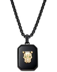 Effy 18k Black Rhodium Plated Sterling Silver & Onyx Tiger Pendant Necklace