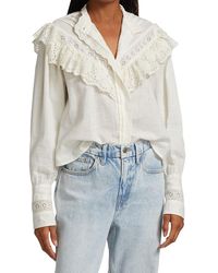 Free People Hit The Road Button Front Blouse - Blue