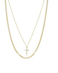 Argento Vivo - 18k Yellow Goldplated Sterling Silver Cross Pendant Layered Necklace - Lyst