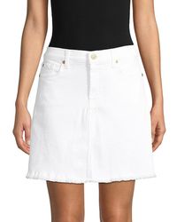 7 For All Mankind - Women's Denim A-line Skirt - White - Size 24 (0) - Lyst