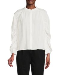Calvin Klein - Ruched Sleeve Blouse - Lyst