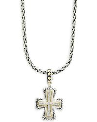 Effy - Diamond, 18k Gold And Sterling Silver Cross Pendant Necklace, 0.12 Tcw - Lyst