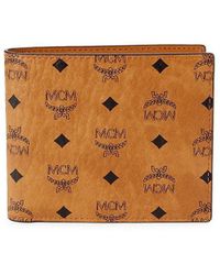 MCM Claus Bifold Wallet Visetos Small Ruby Red