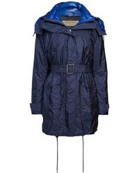 Burberry Chevrington Blue Fox Fur-trim Down Jacket