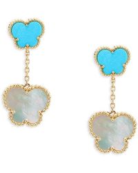 Effy - 14k Yellow Gold, Turquoise & Mother Of Pearl Drop Earrings - Lyst