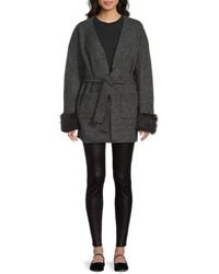 Saks Fifth Avenue - Faux-Fur-Trim Tie-Waist Cardigan - Lyst