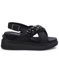 Karl Lagerfeld Talya Embellished Crisscross Sandals - Black