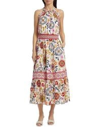 Ramy Brook - Delia Floral Cotton-Blend Halterneck Midi-Dress - Lyst