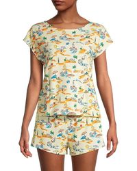 Roberta Roller Rabbit 2 Piece Beach Party Pyjama Set - Yellow