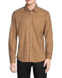 FRAME - Solid Flannel Button Down Shirt - Lyst