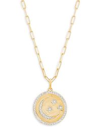 Saks Fifth Avenue - 14k Yellow Goldplated Sterling Silver 0.1 Tcw Diamond Moon & Star Pendant Necklace - Lyst