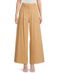 BCBGMAXAZRIA - Pleated Wide-Leg Stretch-Cotton Pants - Lyst