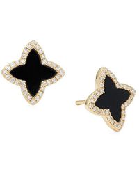 Effy 14k Yellow Gold, Onyx & Diamond Stud Earrings - Black