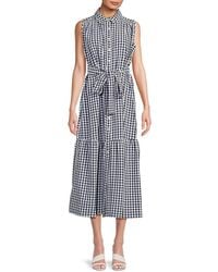 Tommy Hilfiger - Gingham Belted Midi-Dress - Lyst