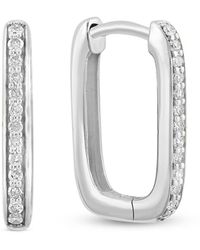 Effy ENY - Sterling & 0.14 Tcw Diamond Paperclip Hoop Earrings - Lyst