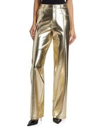Cinq À Sept - Francine Metallic Faux Leather Straight-leg Pants - Lyst