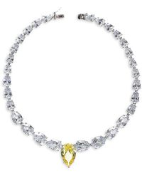 CZ by Kenneth Jay Lane - Look Of Real Rhodium Plated & Cubic Zirconia Necklace - Lyst