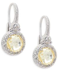 Judith Ripka - Rhodium Plated Sterling Silver & White Topaz & Canary Cubic Zirconia Drop Earrings - Lyst