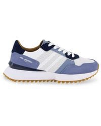 Karl Lagerfeld - Perforated Colorblock Suede Low-Top Runner Sneakers - Lyst