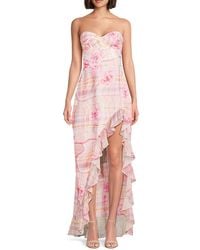 Amanda Uprichard - Eden Print High Slit Gown - Lyst