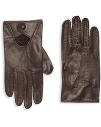 Portolano - Button-Cuff Leather Gloves - Lyst