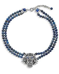 Eye Candy LA - Silvertone & Multi Stone Tiger Necklace - Lyst