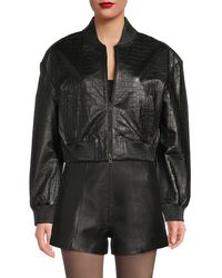 Walter Baker - Rowan Croc-Embossed Leather Bomber Jacket - Lyst