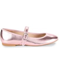 Stuart Weitzman - Alice Metallic Leather Mary Jane Ballet Flats - Lyst