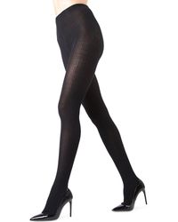 Memoi Side Cable-knit Jumper Tights - Black