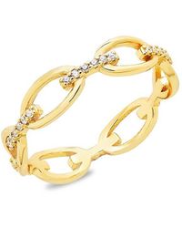 Sterling Forever - 14K Vermeil & Crystal Open Chain-Link Ring - Lyst