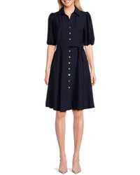 Sharagano - Puff Sleeve Belted Dress - Lyst