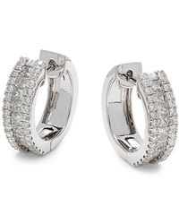 Saks Fifth Avenue - 14k White Gold & 1.25 Tcw Lab Grown Diamond Huggie Earrings - Lyst